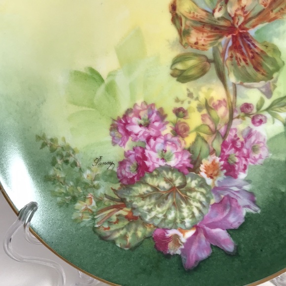 Antique LRL Limoges France plate Handpainted signed Lanoy marked - Picture 6 of 12